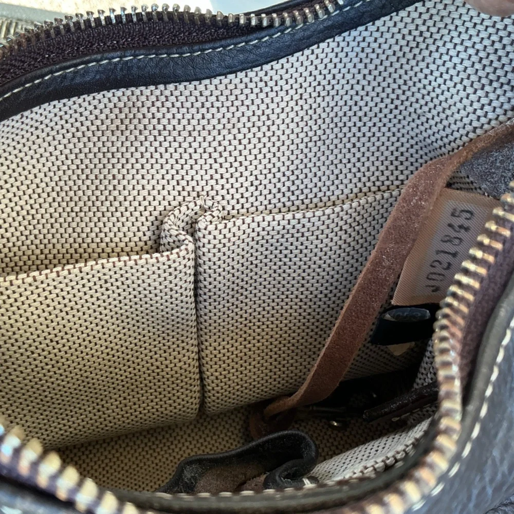 Dooney & Bourke Dark Brown Leather Mini Hobo Bag